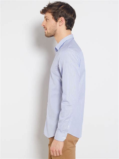 Chemise Ray E En Popeline Blanc Bleu Kiabi