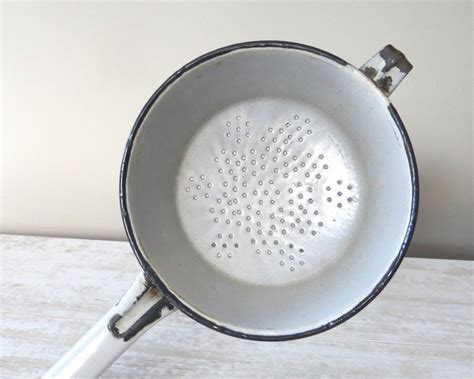 Vintage Enamel Colander Enamel Strainer Rustic Kitchen Decor - Etsy