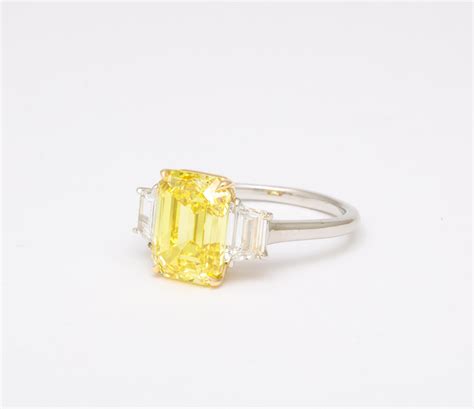 Fancy Vivid Yellow Emerald Cut Ring For Sale At 1stdibs