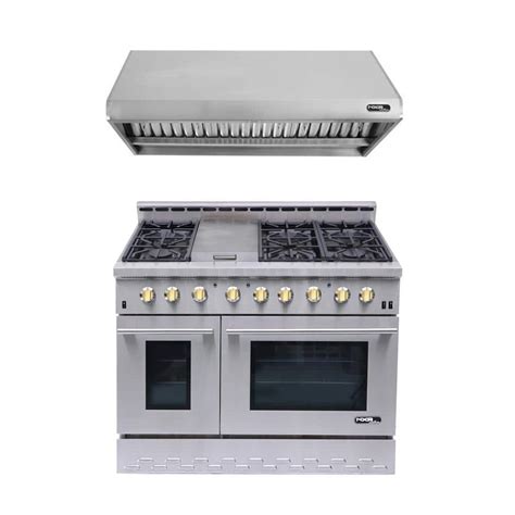 Nxr Entree Bundle 48 In 72 Cu Ft Pro Style Liquid Propane Range Convection Oven Range Hood