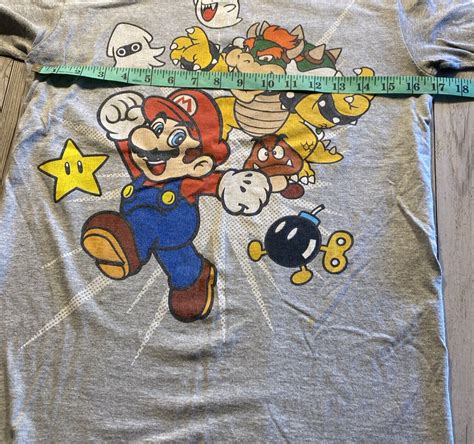 Super Mario Brothers Character T Shirt Gray Adult Sma Gem