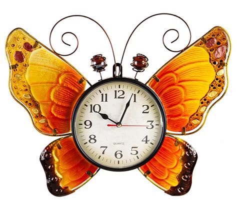 Evergreen Metal And Glass Shaped Wall Clock Butterfly