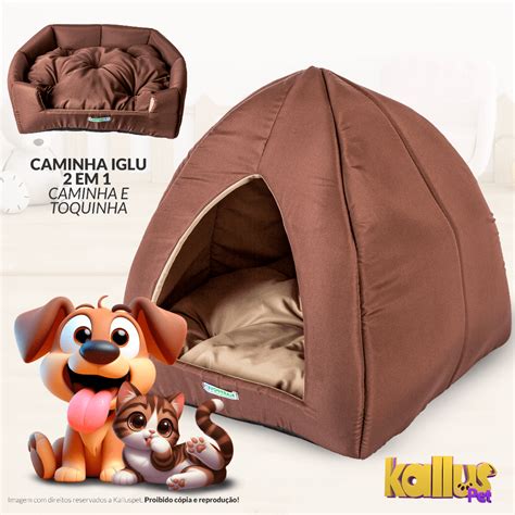 Caminha De Cachorro Toca - Caminha Cachorro Gato Toca Iglu Luxo 2 em 1 com almofada dupla face ...
