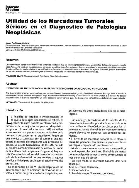 Utilidad De Los Marcadores Tumorales Victor Alejandro Ochoa Gonzalez