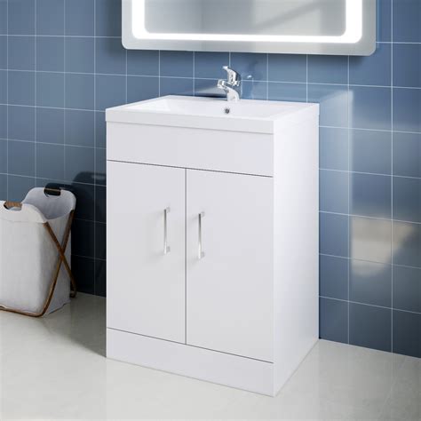 600mm Modern Bathroom Vanity Unit Sink Storage White Floor Standing Cabinet Ebay