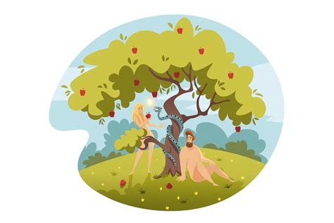 Premium Vector Adam And Eve Original Sin Bible Concept