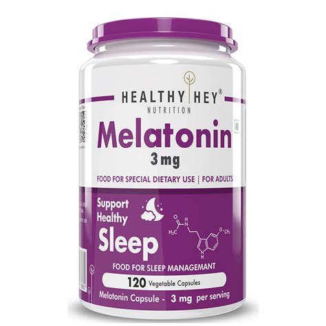 Healthyhey Nutrition Melatonin 3mg 120 Vegetable Capsules Promotes Sleep And Relaxation 3mg