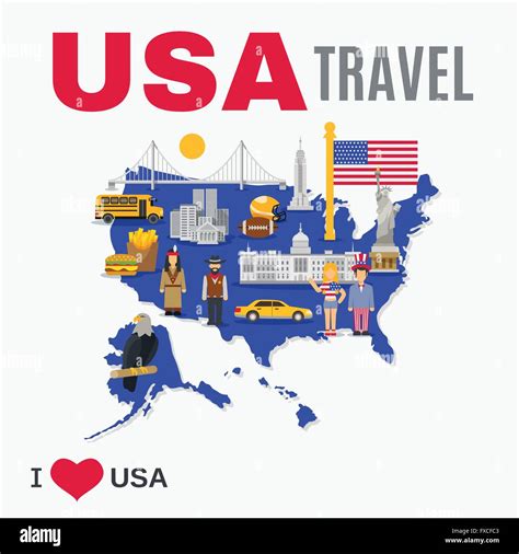 World Travel Agency USA Culture Flat Poster Stock Vector Image & Art ...