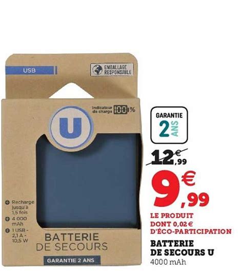 Promo Batterie De Secours U Chez Hyper U ICatalogue Fr