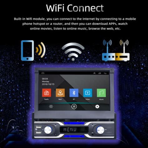 Single Din Car Stereo 7 Flip Out Radio Carplay Android 11 Bluetooth Gps Camera Ebay