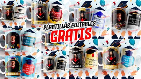 Plantillas Para Sublimar Tazas Graduados Con Editables Y Mockups