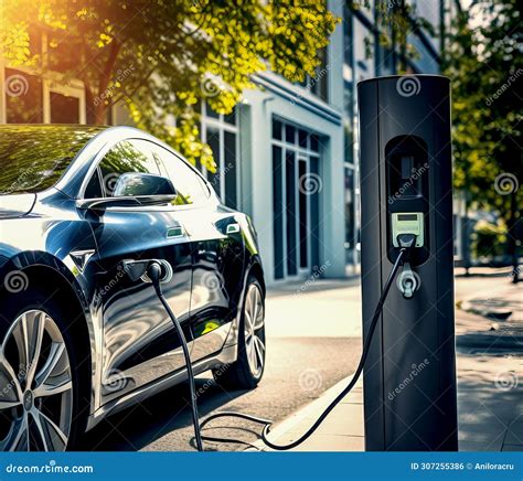 Ev Charging Station For Electric Car Electric Car Is Being Charged Ai