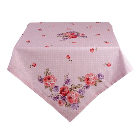 DTR03 Nappe 130x180 Cm Rose Violet Coton Roses Rectangle Nappes De Table