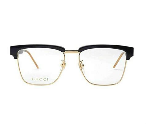 Gucci Gg0605o 001 Square Black Gold Black 52mm Mens Eyeglasses Ebay