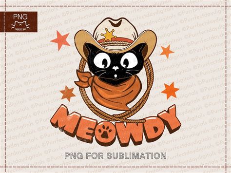 Howdy Cat Pngmeowdy Pngwestern Black Cat Pngcountry Autumn Etsy