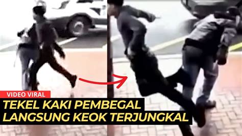 Pembegal Dibuat Terjungkal Pria Ini Tekel Kaki Pelaku Saat Lari