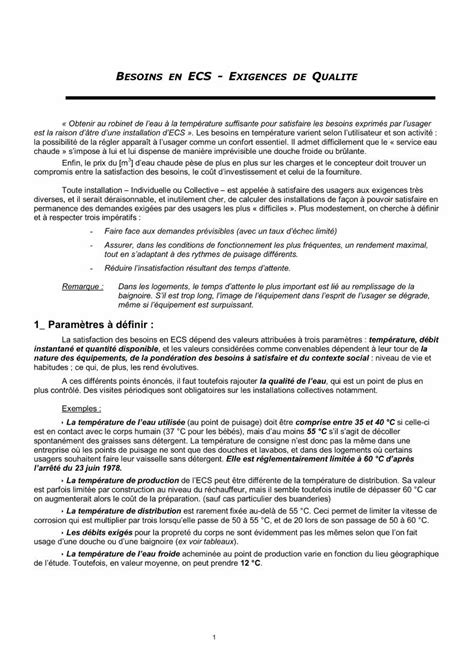 Pdf Identifier Les Besoins En Eau Chaude Sanitairegenie Climatique