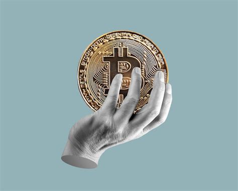 Mano Que Sostiene La Moneda Bitcoin Criptomoneda Dinero Digital