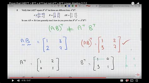 Prove That Ab T B T X A T But Not A T X B T Linear Algebra