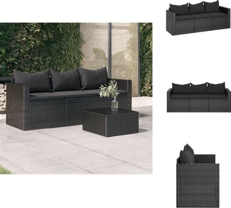 Vidaxl Tuinbank X X Cm Pe Rattan Zwart Inclusief