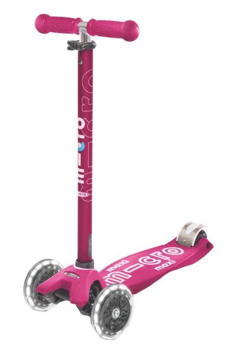 Трёхколёсный самокат Micro "Maxi Deluxe LED" - РОЗОВЫЙ (складной, до 50 ...