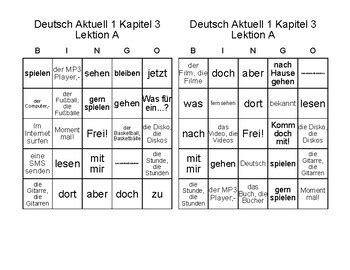 Deutsch Aktuell Level 1 Kapitel 3A Was Machst Du German BINGO