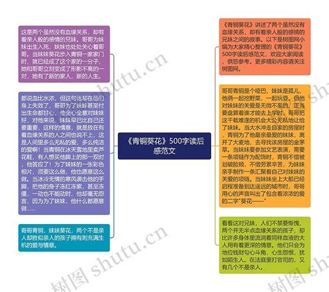 《青铜葵花》500字读后感范文思维导图编号c3081701 Treemind树图