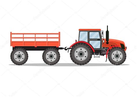 Tractor rojo con semirremolque vector gráfico vectorial drogatnev