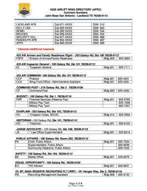 Fillable Online D Airlift Wing Directory Afrc Fax Email Print