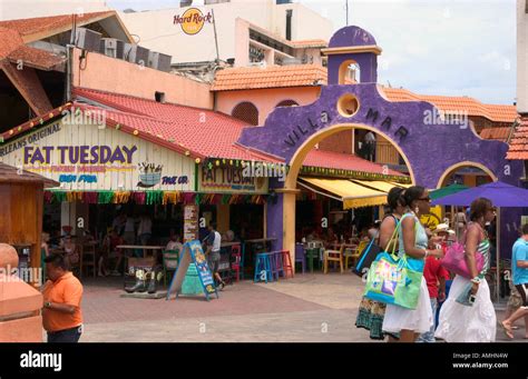 Mexico, Cozumel, San Miguel, town square restaurants and souvenir shops ...