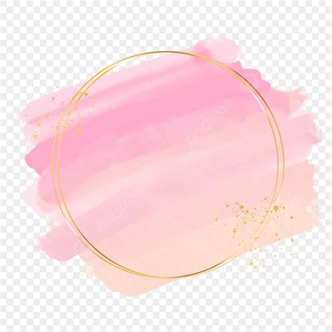 Watercolor Blooming Png Image Pink Round Watercolor Blooming Gold Line