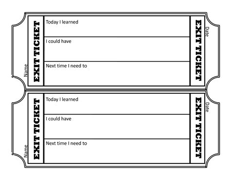 Physical Education Exit Ticket Template Printable Bing Images Exit Tickets Template