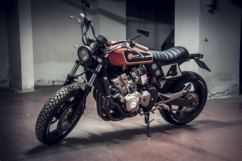 Honda Hornet Cafe Racer Scrambler Tracker Built By Motorecyclos