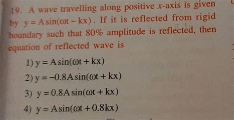 The Equation Of A Wave Travelling Along Positive X Axis As Shown In