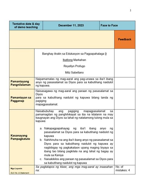 Task 6 1st Revised Lesson Plan Pdf