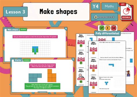 Year 4 Area Make Shapes Lesson 3 Grammarsaurus