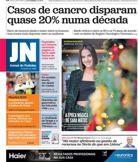 Capa Jornal de Notícias 4 dezembro 2022 capasjornais pt