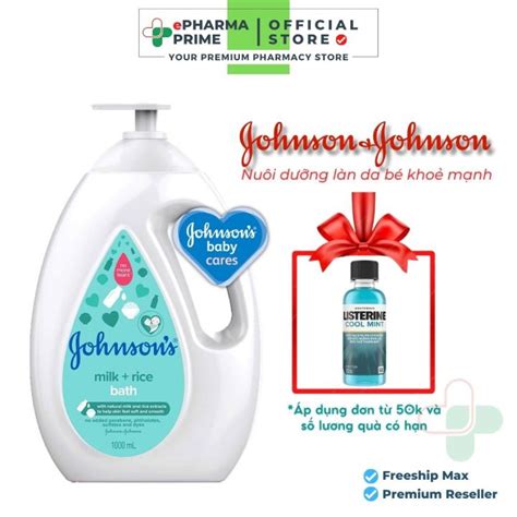 Sữa tắm Johnson s Milk Rice Bath chiết xuất sữa gạo dưỡng ẩm da mềm mại