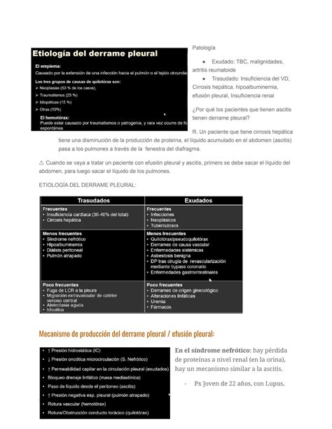 Solution Efusión Pleural Derrame Pleural Studypool