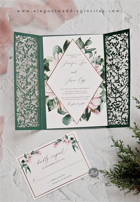 Green Wedding Invitations Emerald Sage Mint Dark Olive Green