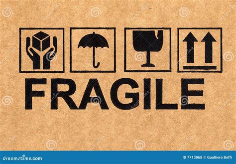 Red Fragile Symbol On Cardboard Royalty Free Stock Photography