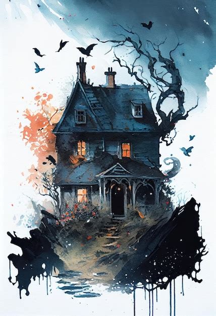 Premium Ai Image Dark Scary Scene With Haunted House Painted By