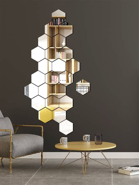 24pcs Hexagon Mirror Surface Wall Sticker Artofit