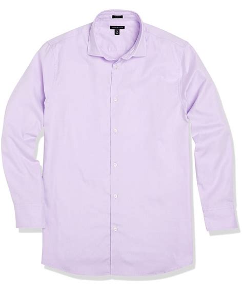 Men's Classic Fit Spread Collar Solid Light Purple Casual Shirt - Light ...