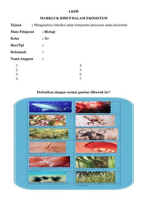 Lkpd Interaksi Mahkluk Hidup Lkpd Mahkluk Hidup Dalam Ekosistem