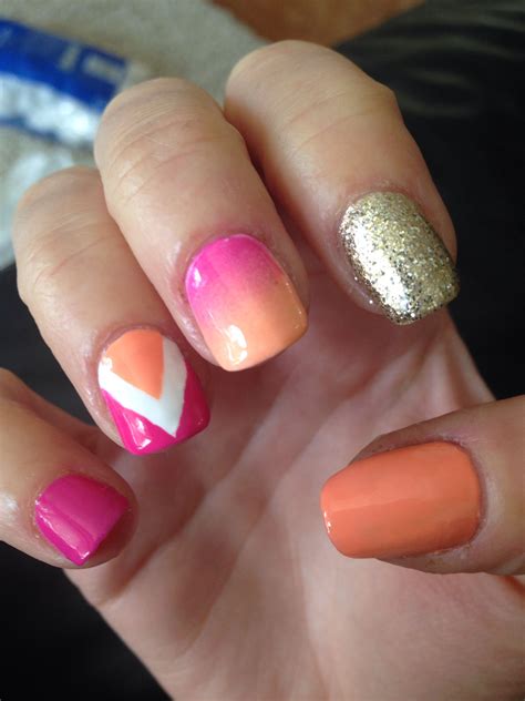 Fun Spring Summer Manicure Glitter Chevron Ombre Summer Manicure