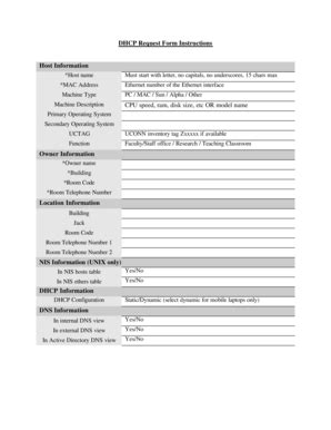 Fillable Online Static Engr Uconn DHCP Request Form Instructions Host