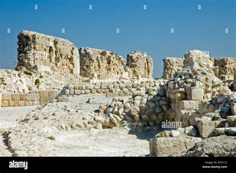 Ancient Ruins Within The Citadel In Old City Of Halab Aleppo Stock