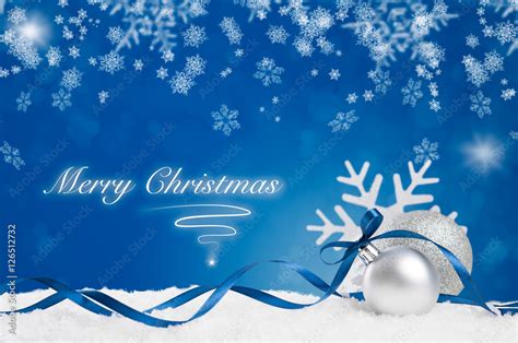 Blue Merry Christmas Stock Photo | Adobe Stock