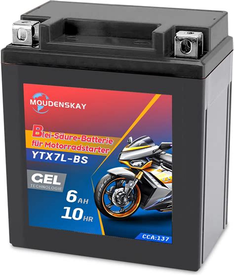 Moudenskay Motorradbatterie Ytx L Bs Hochleistungsbatterie V Ah